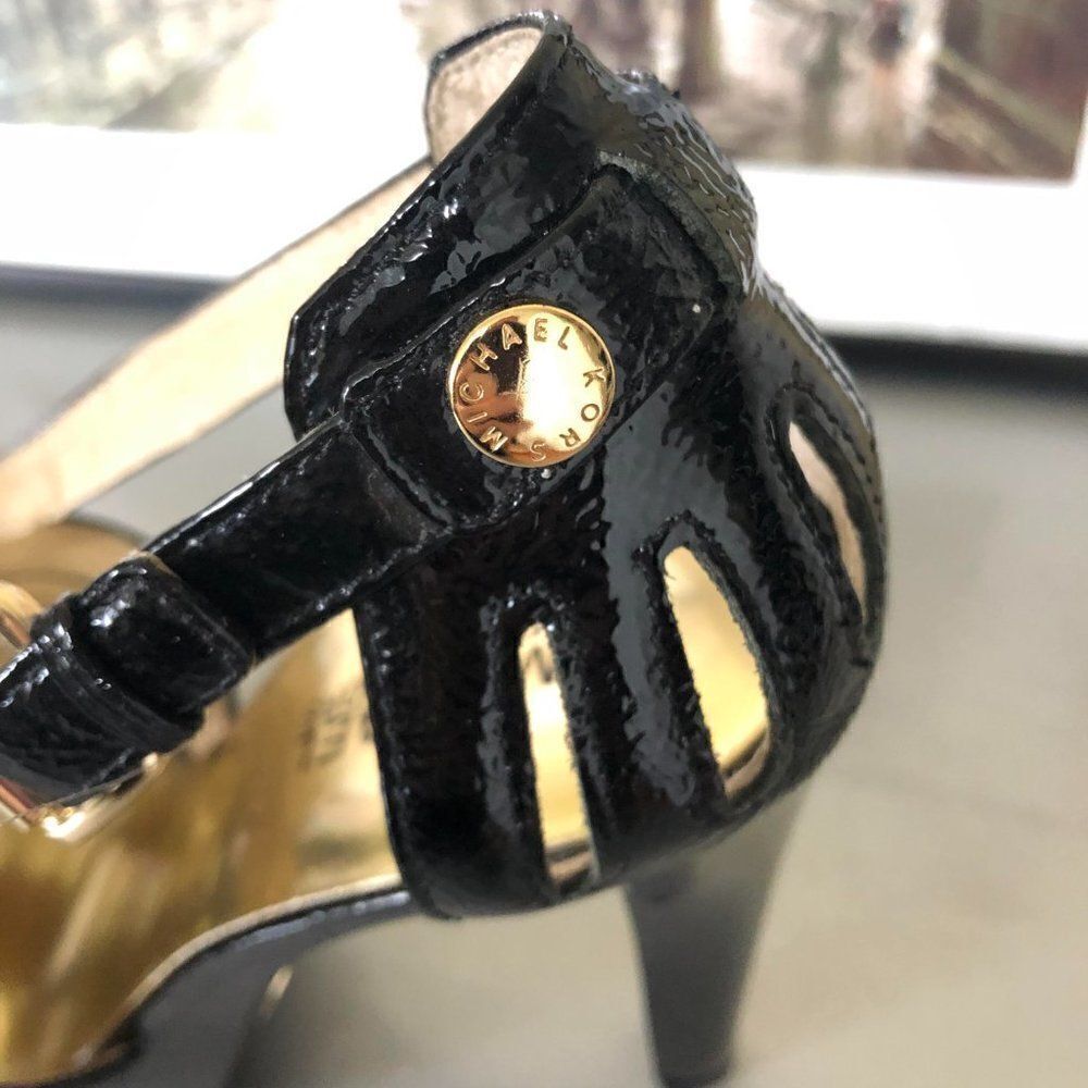 Michael Kors Black Patent Leather Platform Sandals - Picture 10 of 16
